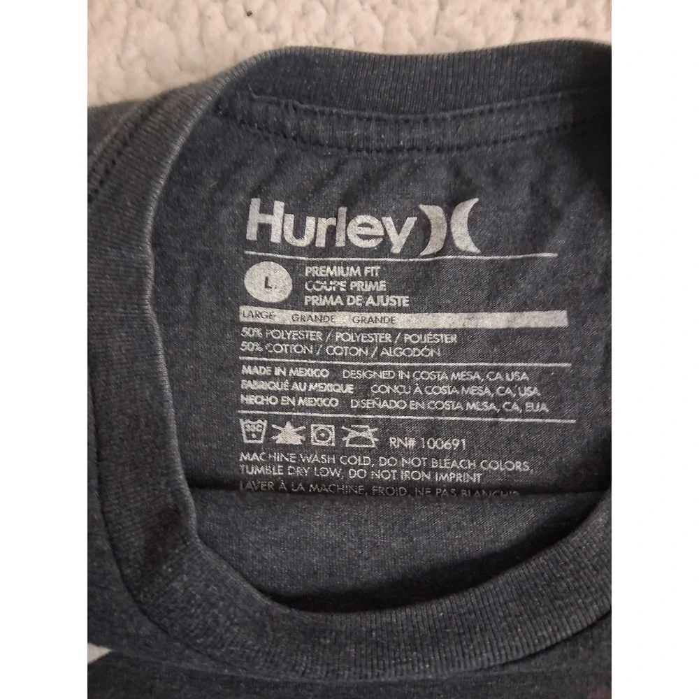 Hurley Mens Premium Fit Graphic T-Shirt Charcoal Grey Large Logo Est 99 Tee L